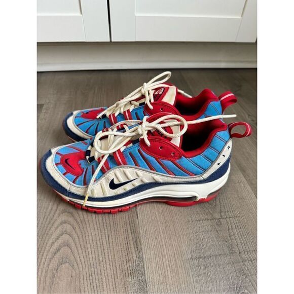 Nike Air Max 98 "Fourth of July" Summit White Blue Void AH6799-112 Women's 8.5 - Picture 5 of 11